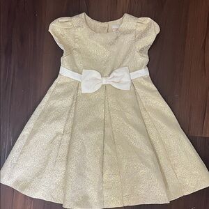 Gymboree Shimmering Gold Dress with White Bow